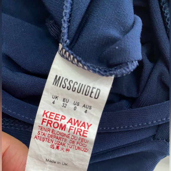 Missguided V-Neck Halter Strap Navy Blue Bodysuit Size 0 - Picture 7 of 7
